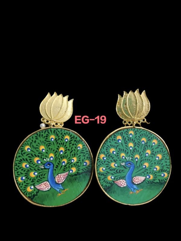 Handcrafted Peacock Lotus Earring