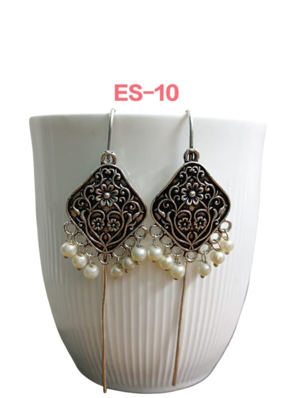 Elegant Antique-Finish  Floral Ear Cuffs with Pearls