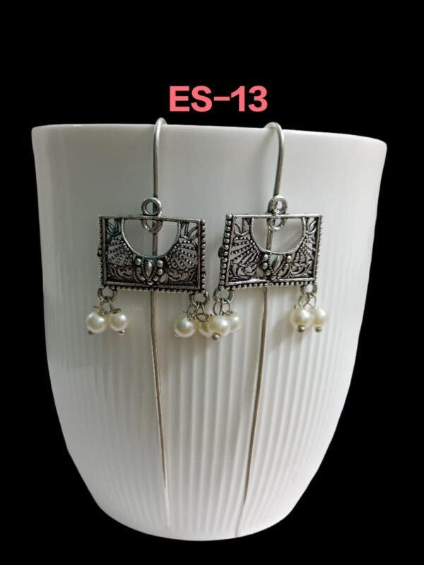 Antique Silver With Pearl Ear Cuffs