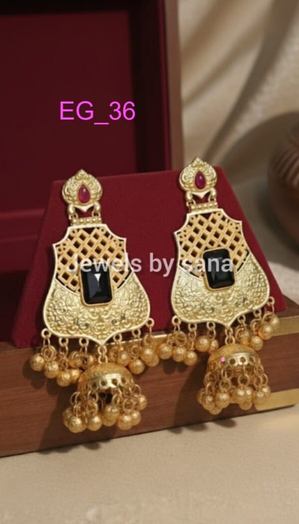 Regal Stone Jhumka Earrings