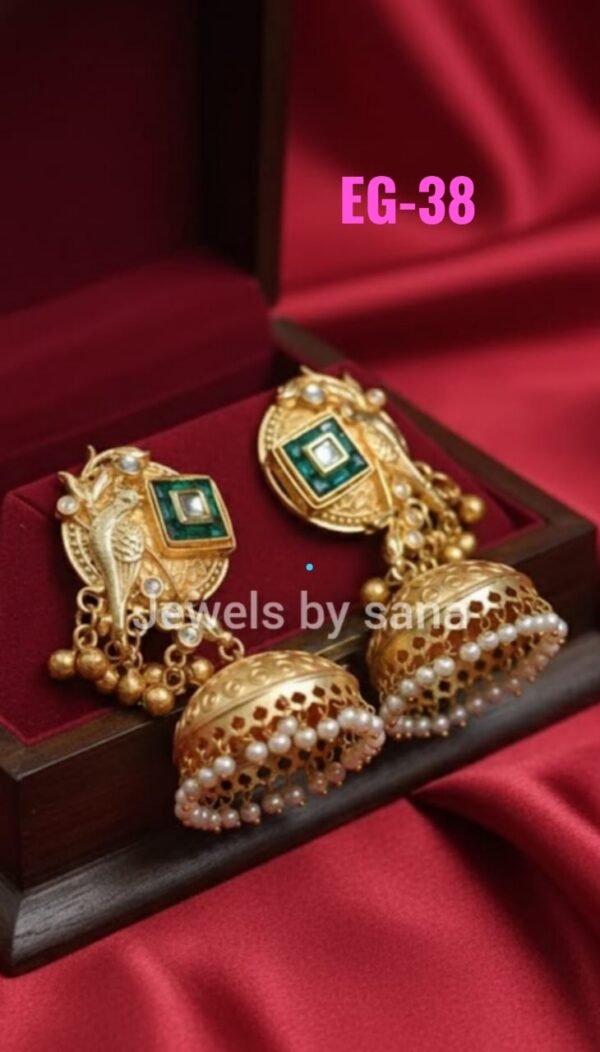 Royal Kundan Peacock Jhumka Earrings